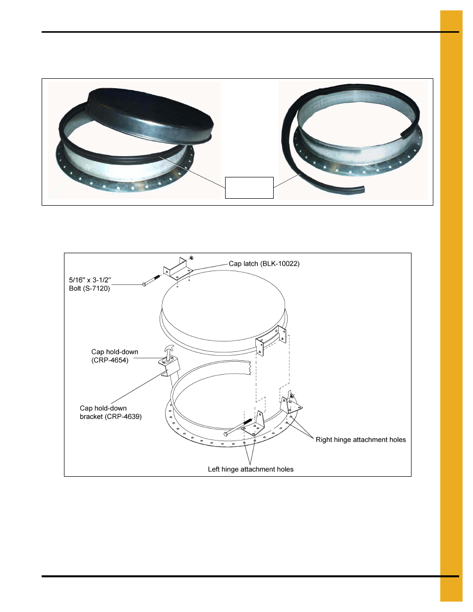 Roof cap, Bulb seal kit (optional), Cap hold-down package | Grain Systems Tanks PNEG-257 User Manual | Page 41 / 98
