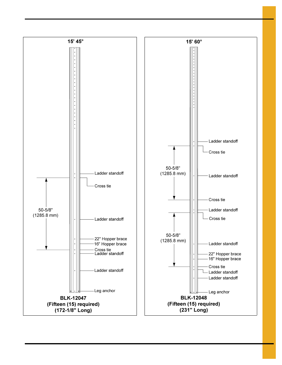 Bracing hole layouts (continued) | Grain Systems Tanks PNEG-257 User Manual | Page 57 / 98