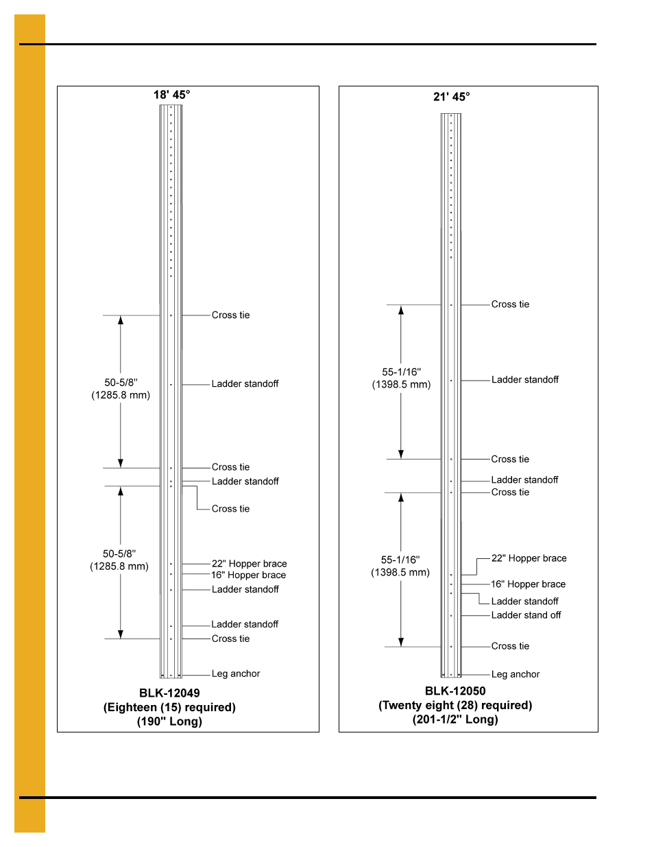 Bracing hole layouts (continued) | Grain Systems Tanks PNEG-257 User Manual | Page 58 / 98