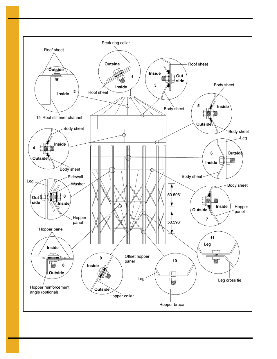 15' diameter 60° hopper bin hardware specification | Grain Systems Tanks PNEG-257 User Manual | Page 82 / 98