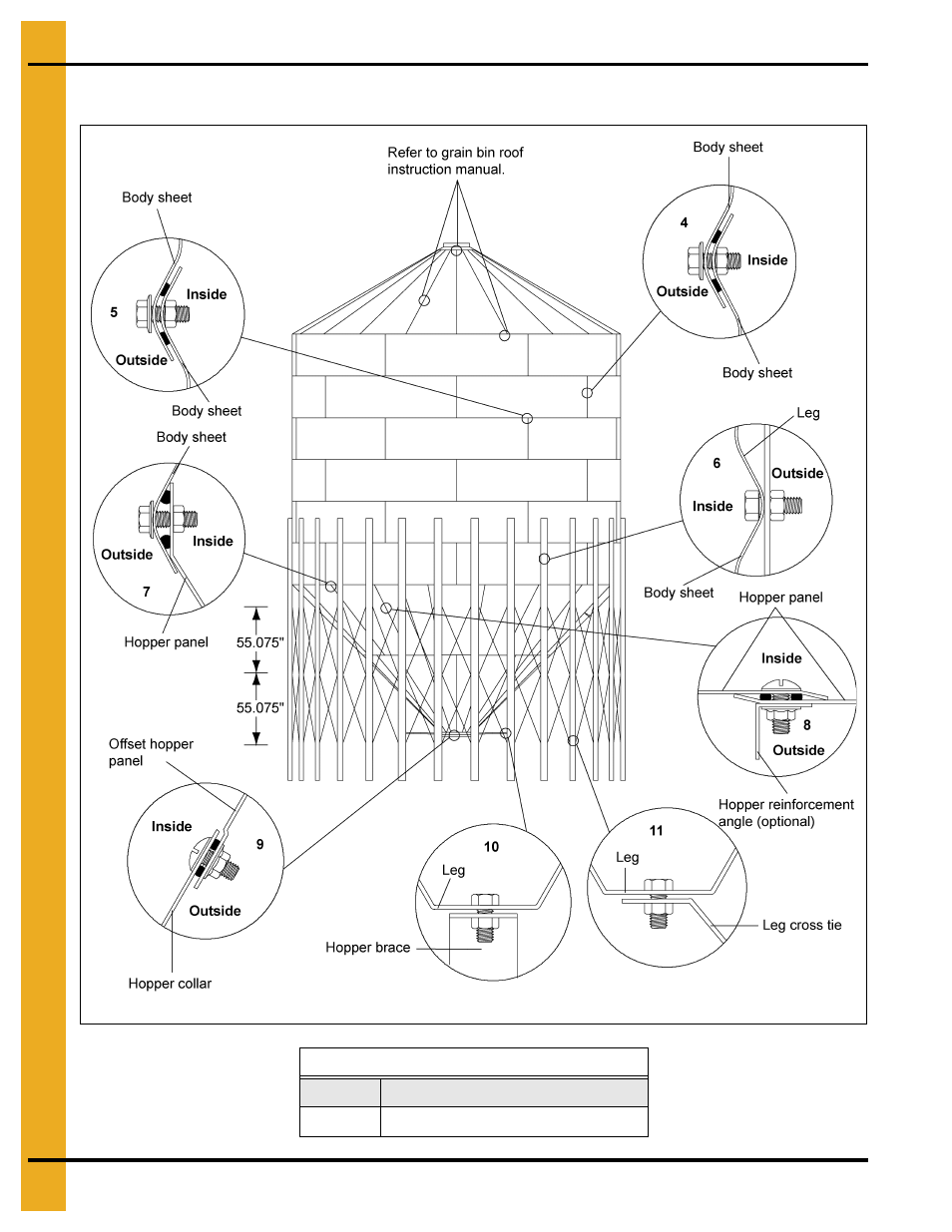 21' diameter 45° hopper bin hardware specification, Parts list | Grain Systems Tanks PNEG-257 User Manual | Page 94 / 98