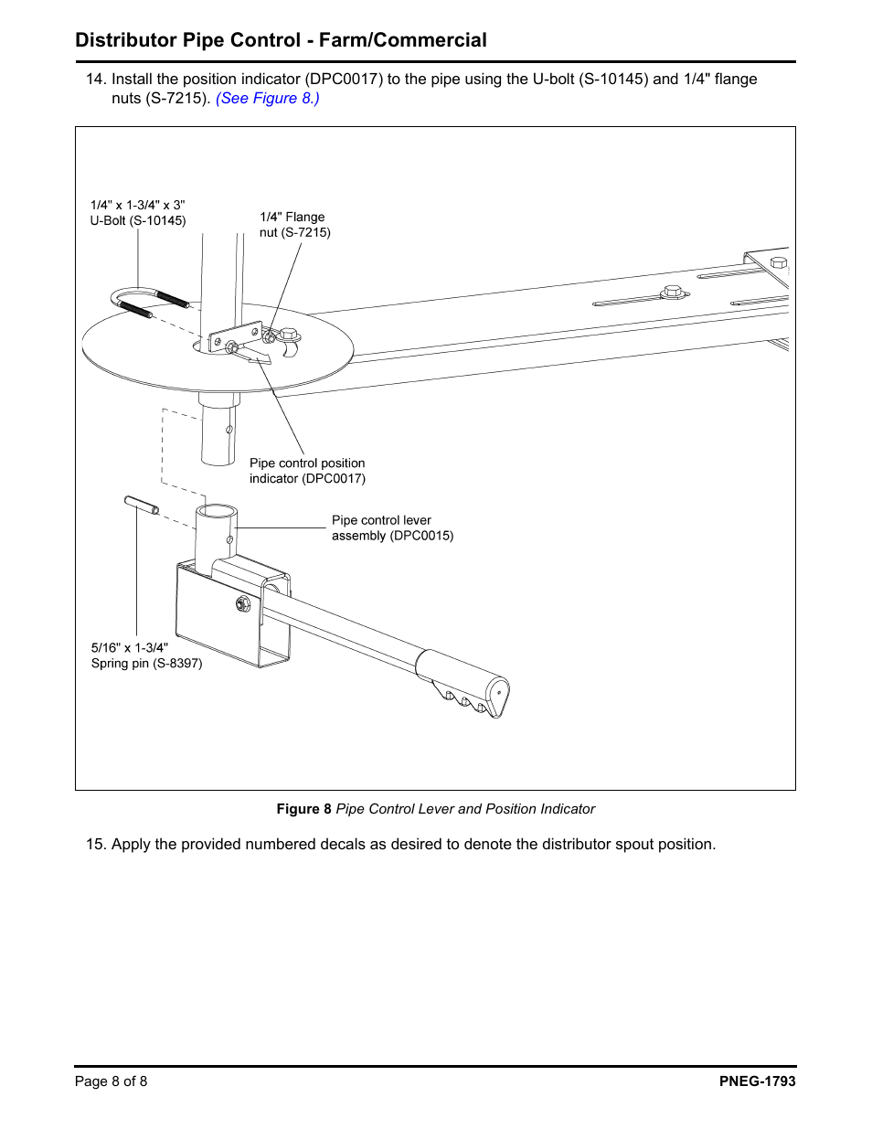 Distributor pipe control - farm/commercial | Grain Systems Bucket Elevtors, Conveyors, Series II Sweeps PNEG-1793 User Manual | Page 8 / 8