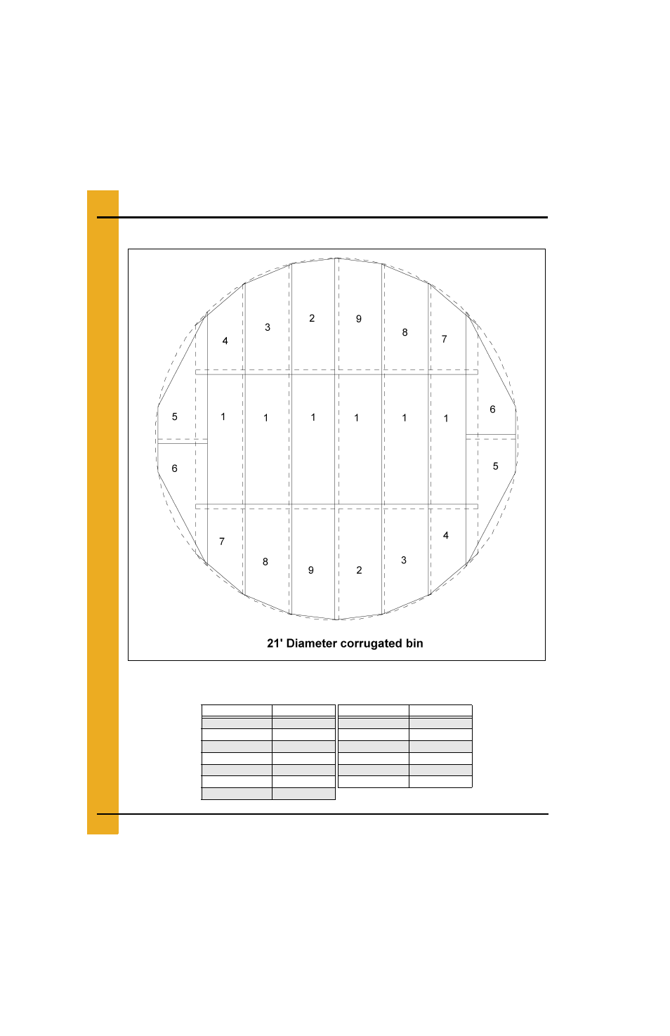 21' bin floor layouts, Layouts | Grain Systems Bin Flooring PNEG-225 User Manual | Page 28 / 80