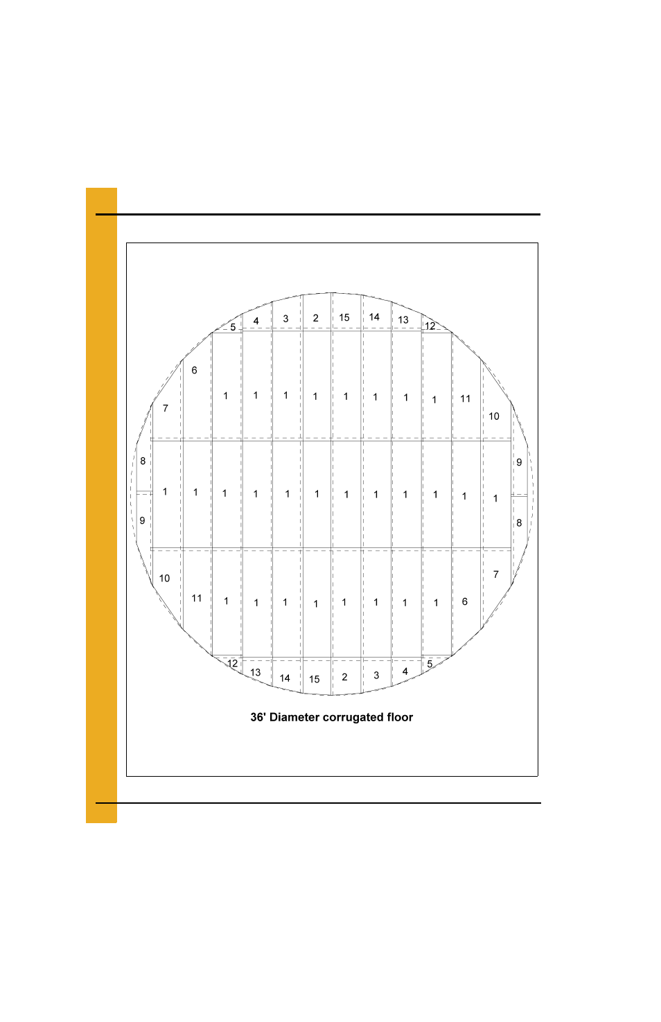 36' bin floor layouts (continued) | Grain Systems Bin Flooring PNEG-225 User Manual | Page 42 / 80