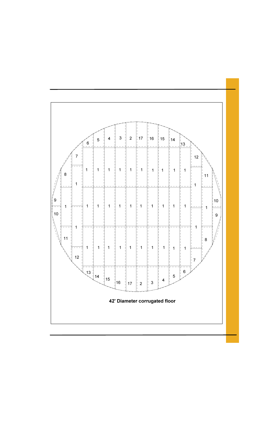 42' bin floor layouts | Grain Systems Bin Flooring PNEG-225 User Manual | Page 49 / 80