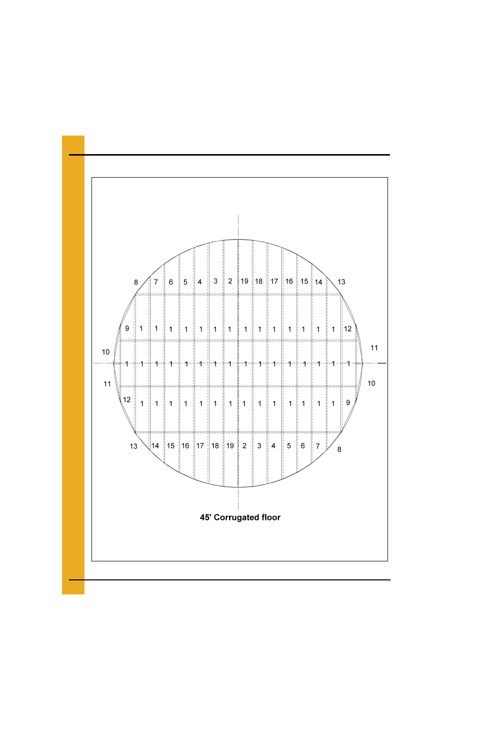 45' bin floor layouts (continued) | Grain Systems Bin Flooring PNEG-225 User Manual | Page 54 / 80