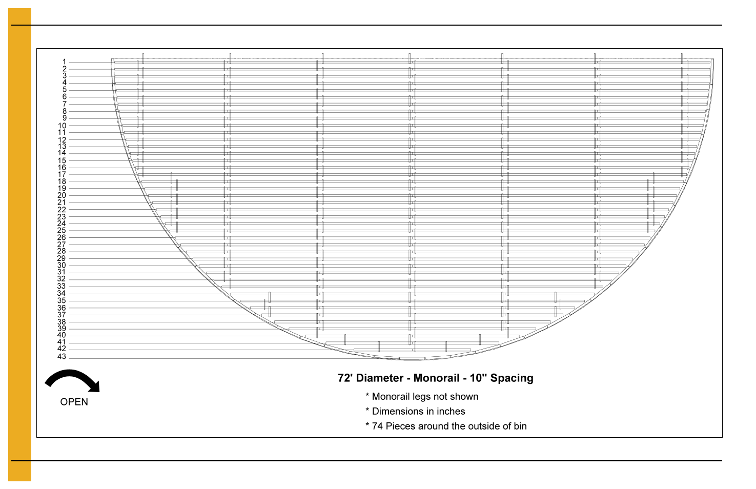 Layouts, 72' bin floor layouts | Grain Systems Bin Flooring PNEG-225 User Manual | Page 64 / 80