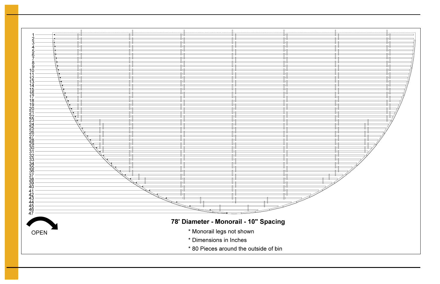 Layouts, 78' bin floor layouts | Grain Systems Bin Flooring PNEG-225 User Manual | Page 70 / 80