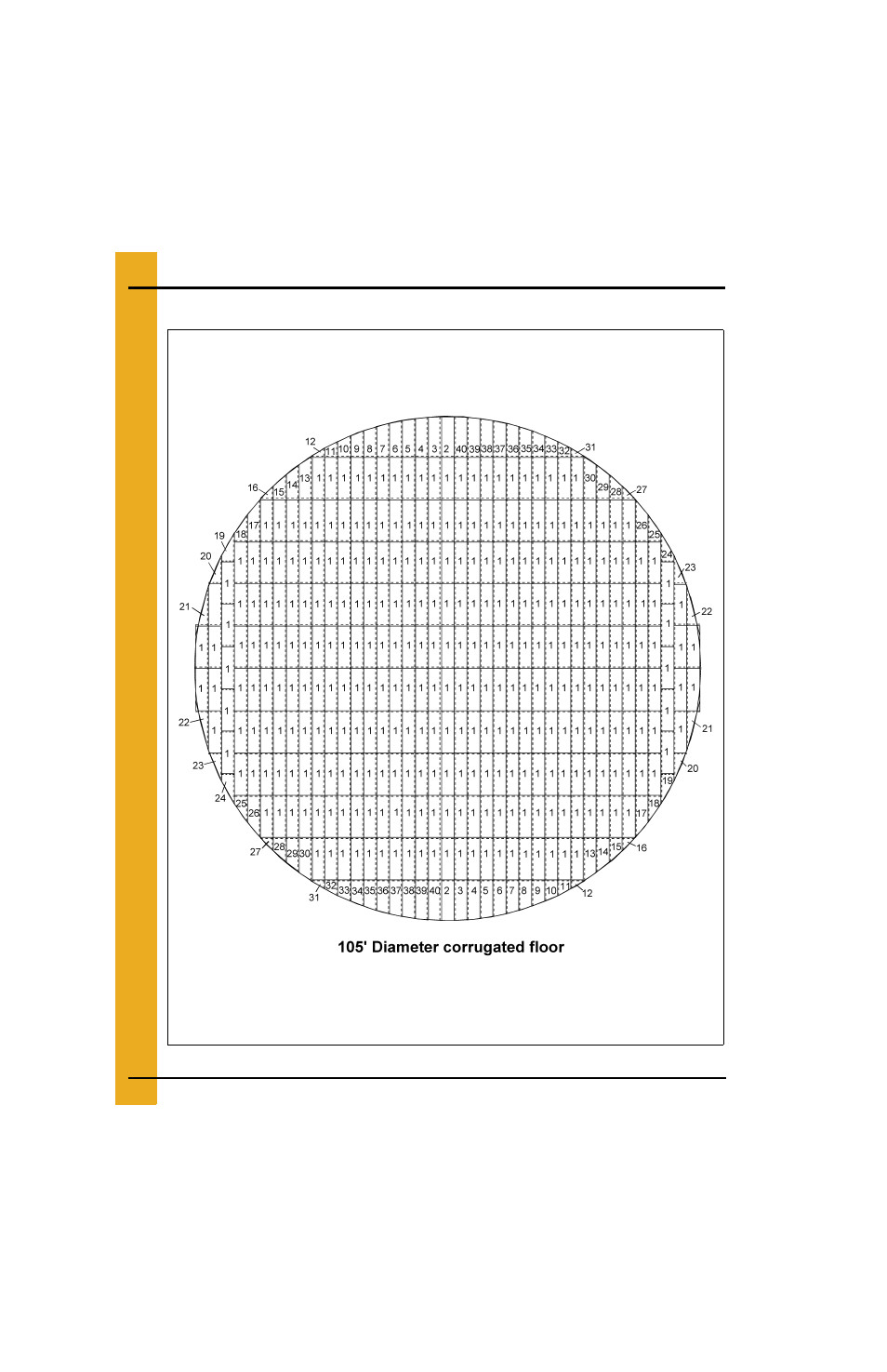 105' bin floor layouts (continued) | Grain Systems Bin Flooring PNEG-225 User Manual | Page 78 / 80