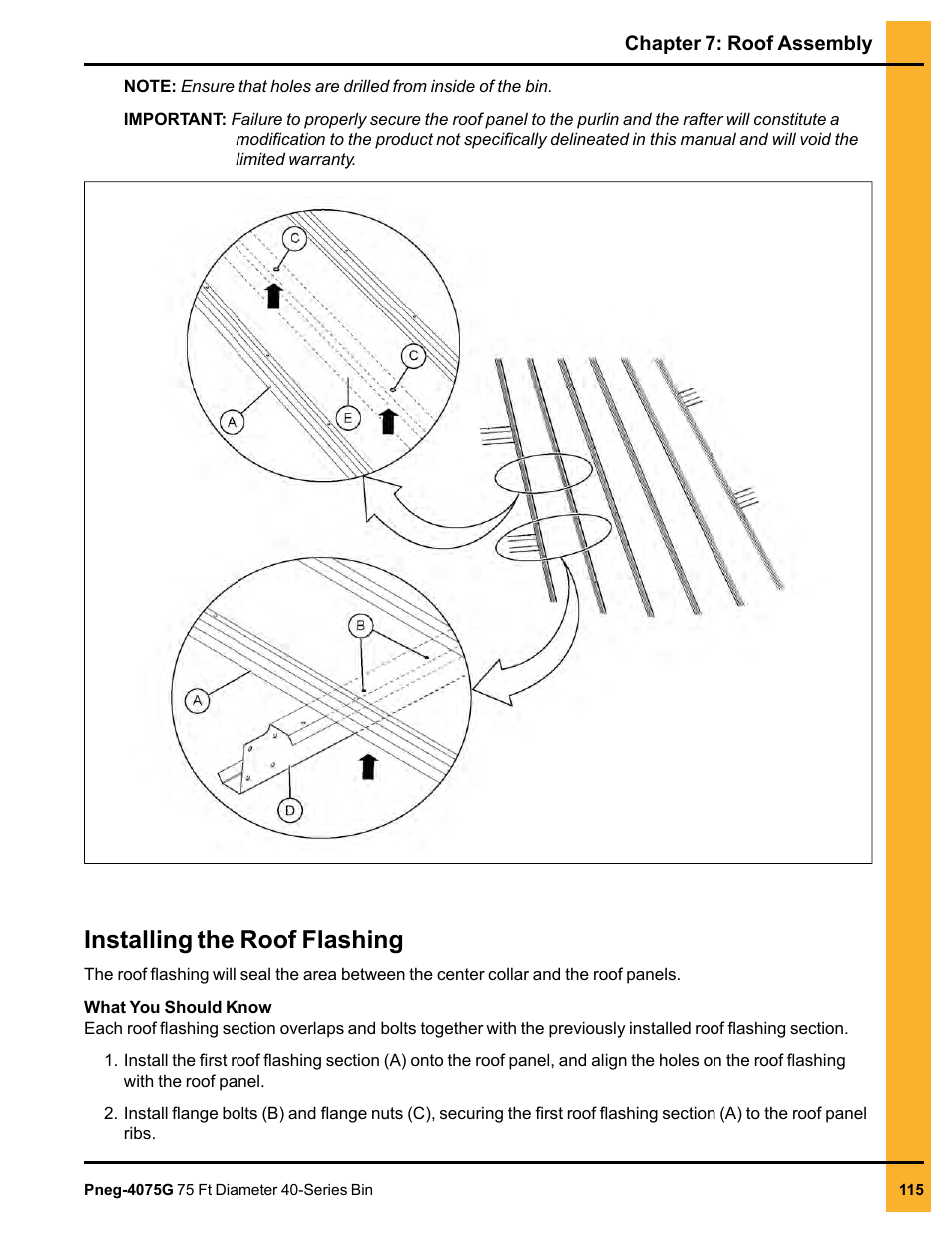 Installing the roof flashing | Grain Systems Tanks PNEG-4075G User Manual | Page 115 / 170