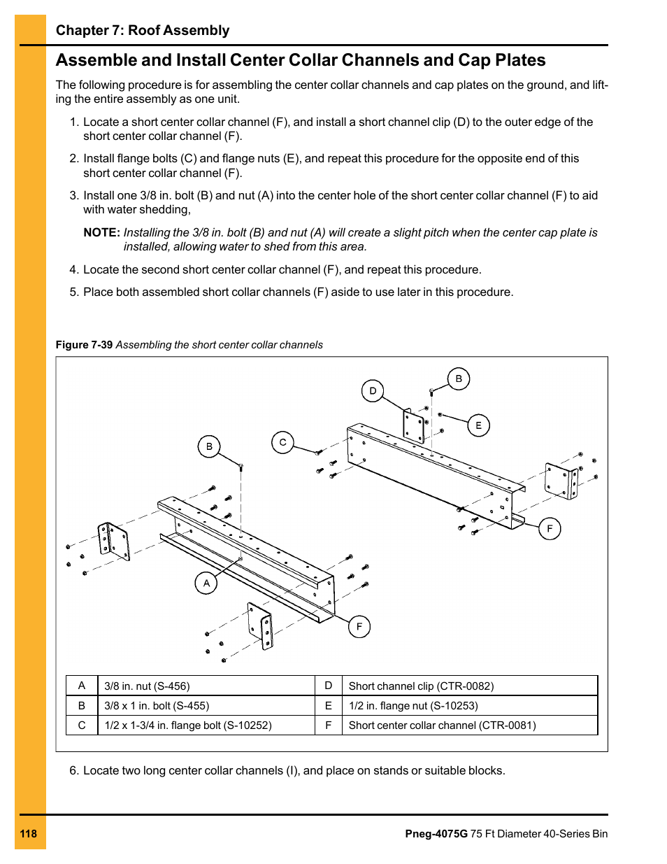 Chapter 7: roof assembly | Grain Systems Tanks PNEG-4075G User Manual | Page 118 / 170