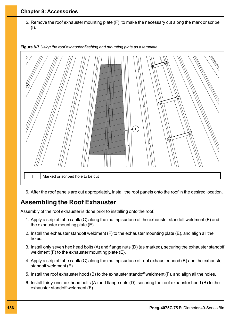 Assembling the roof exhauster | Grain Systems Tanks PNEG-4075G User Manual | Page 136 / 170