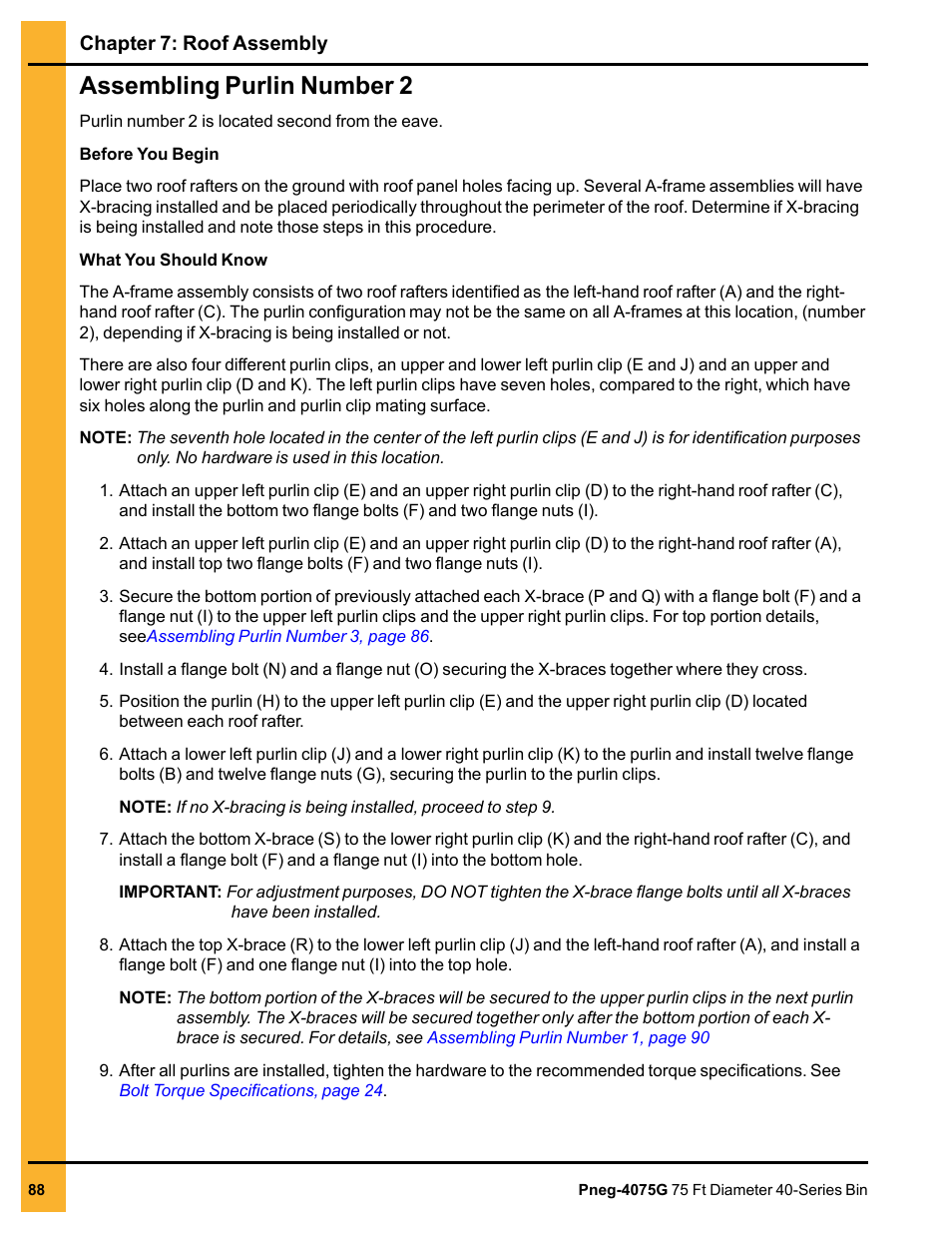 Assembling purlin number 2, Assem | Grain Systems Tanks PNEG-4075G User Manual | Page 88 / 170