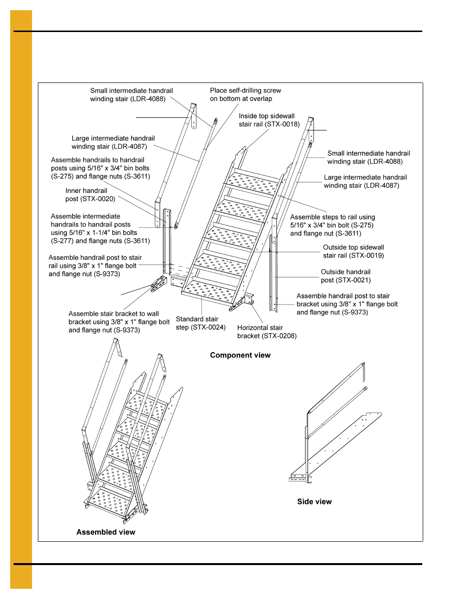 72'-135' sidewall stair sub-assemblies, X” series top sidewall stair assembly | Grain Systems Bin Accessories PNEG-1787 User Manual | Page 16 / 54