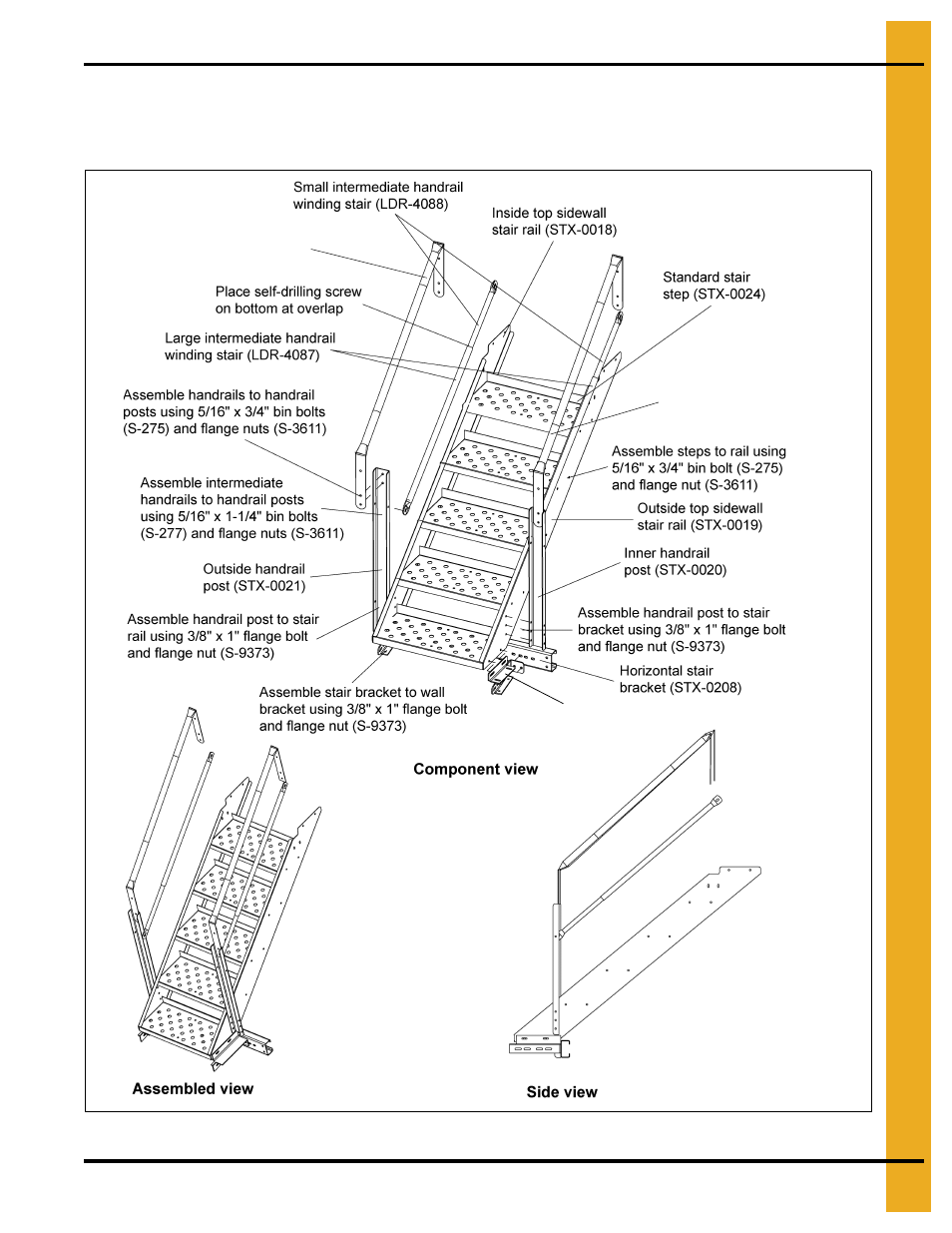 72'-135' sidewall stair sub-assemblies - reverse, X” series top sidewall stair assembly - reverse | Grain Systems Bin Accessories PNEG-1787 User Manual | Page 19 / 54