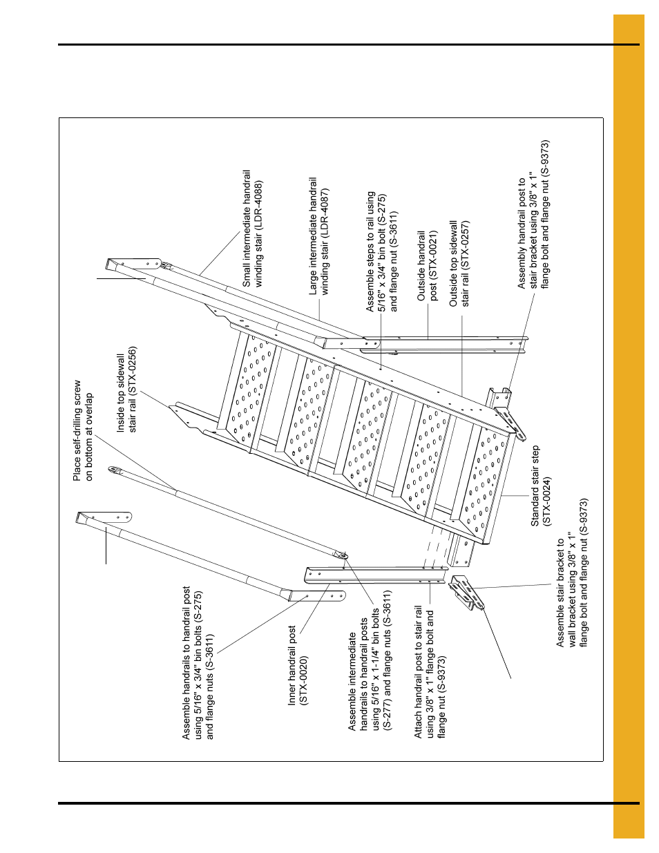 42'-60' sidewall stair sub-assemblies, X” series top sidewall stair assembly, 42'-60' assembly instructions | Grain Systems Bin Accessories PNEG-1787 User Manual | Page 37 / 54