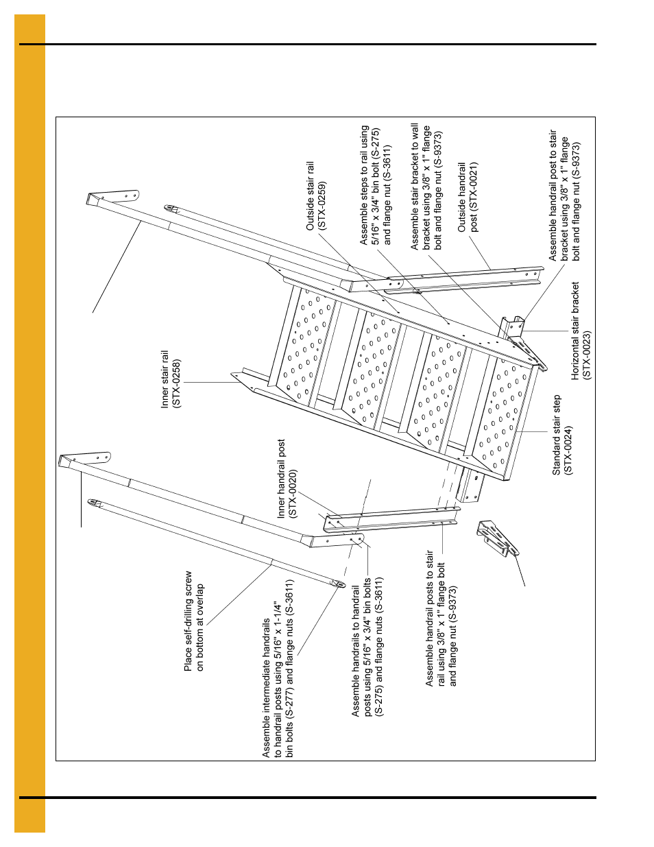 X” series standard stair assembly, 42'-60' sidewall stair sub-assemblies (continued), 42'-60' assembly instructions | Grain Systems Bin Accessories PNEG-1787 User Manual | Page 38 / 54