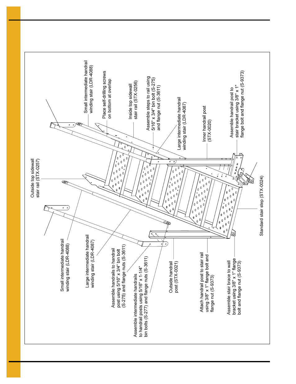 42'-60' sidewall stair sub-assemblies - reverse, X” series top stair assembly - reverse, 42'-60' assembly instructions | Grain Systems Bin Accessories PNEG-1787 User Manual | Page 40 / 54