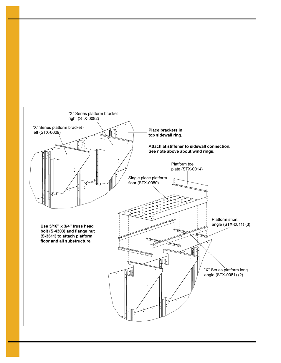 Assembly instructions, Chapter 4 assembly instructions, 72'-135' ladder eave platform assembly | Ladder eave platform package | Grain Systems Bin Accessories PNEG-1773 User Manual | Page 16 / 88