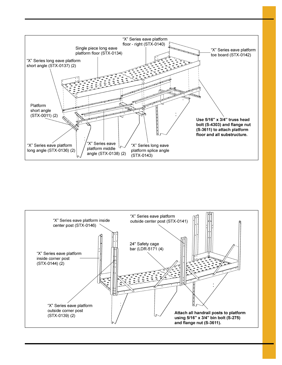 Platform and safety cage bar, Ladder eave platform package (continued) | Grain Systems Bin Accessories PNEG-1773 User Manual | Page 35 / 88
