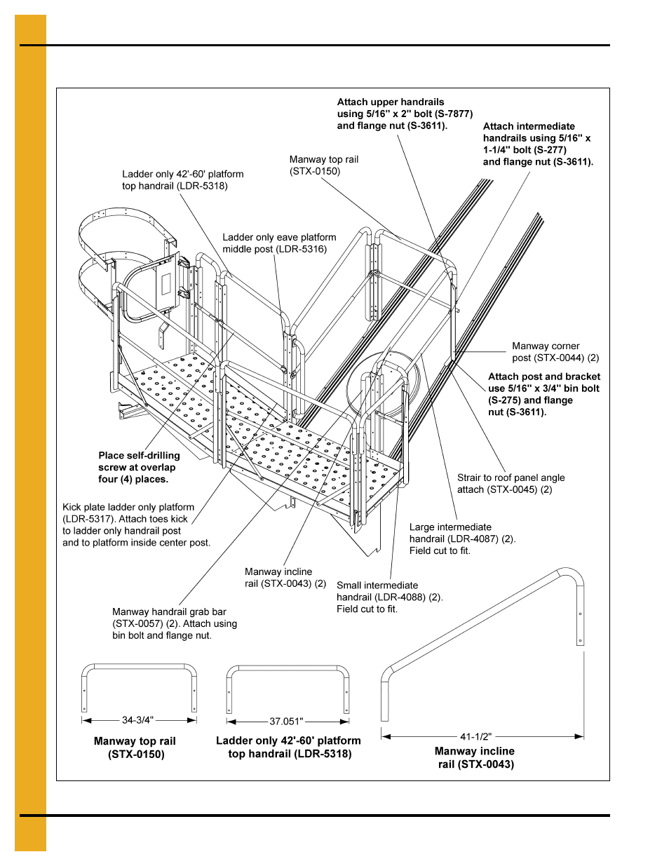 42'-60' ladder only eave platform assembly | Grain Systems Bin Accessories PNEG-1773 User Manual | Page 42 / 88