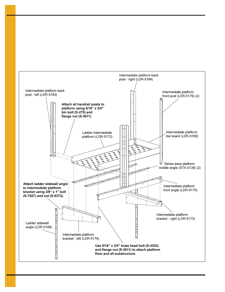 X” series ladder intermediate platform package, Platform package | Grain Systems Bin Accessories PNEG-1773 User Manual | Page 56 / 88