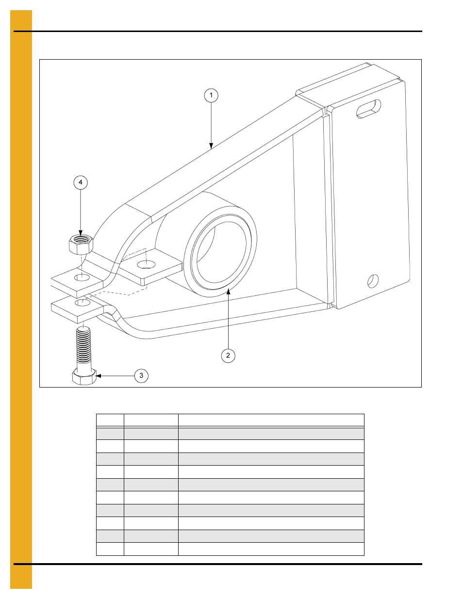 Bearing stand assembly, Parts list | Grain Systems Bucket Elevtors, Conveyors, Series II Sweeps PNEG-1597 User Manual | Page 48 / 50