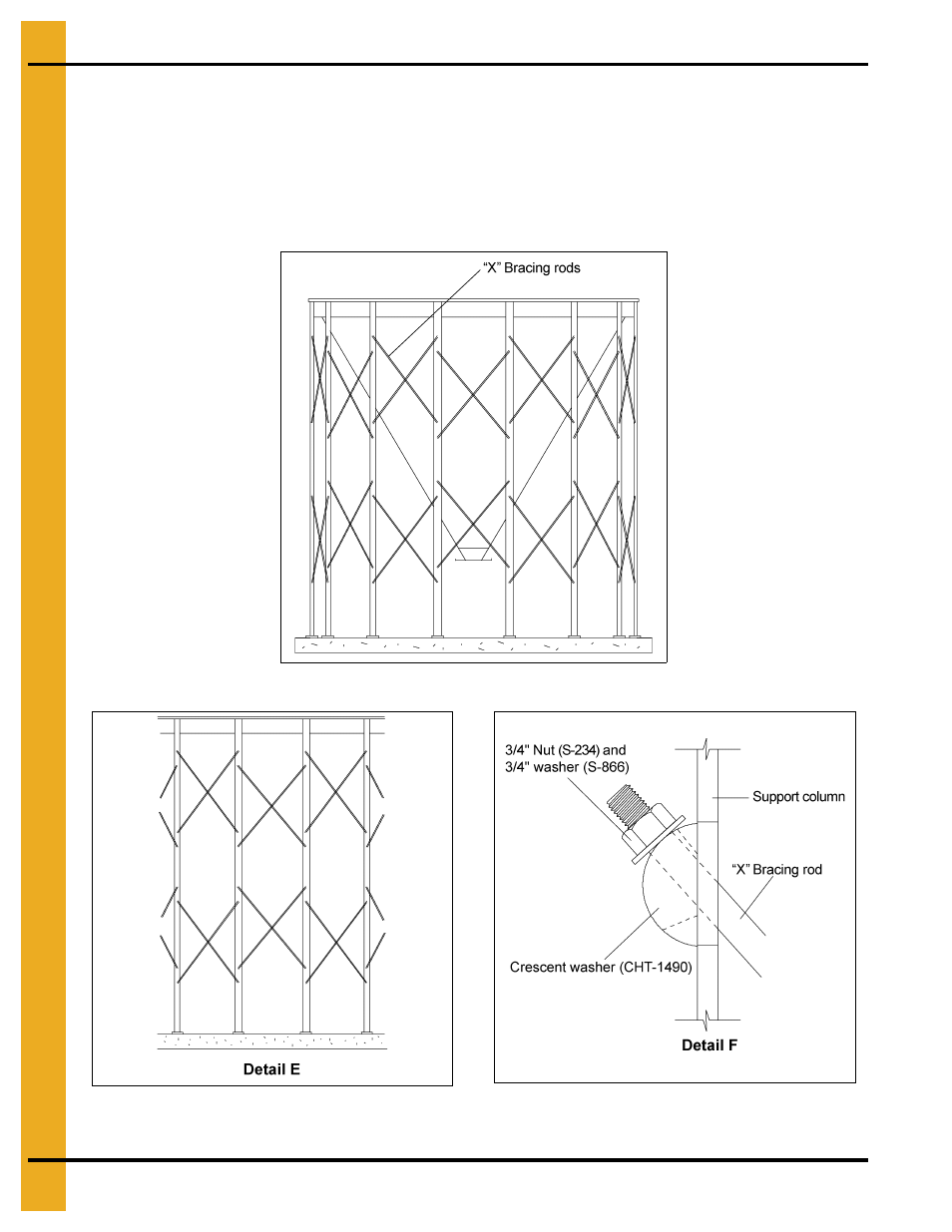18'-21' (5.49 m-6.40 m) 60° “x” bracing detail | Grain Systems Tanks PNEG-1070 User Manual | Page 38 / 80