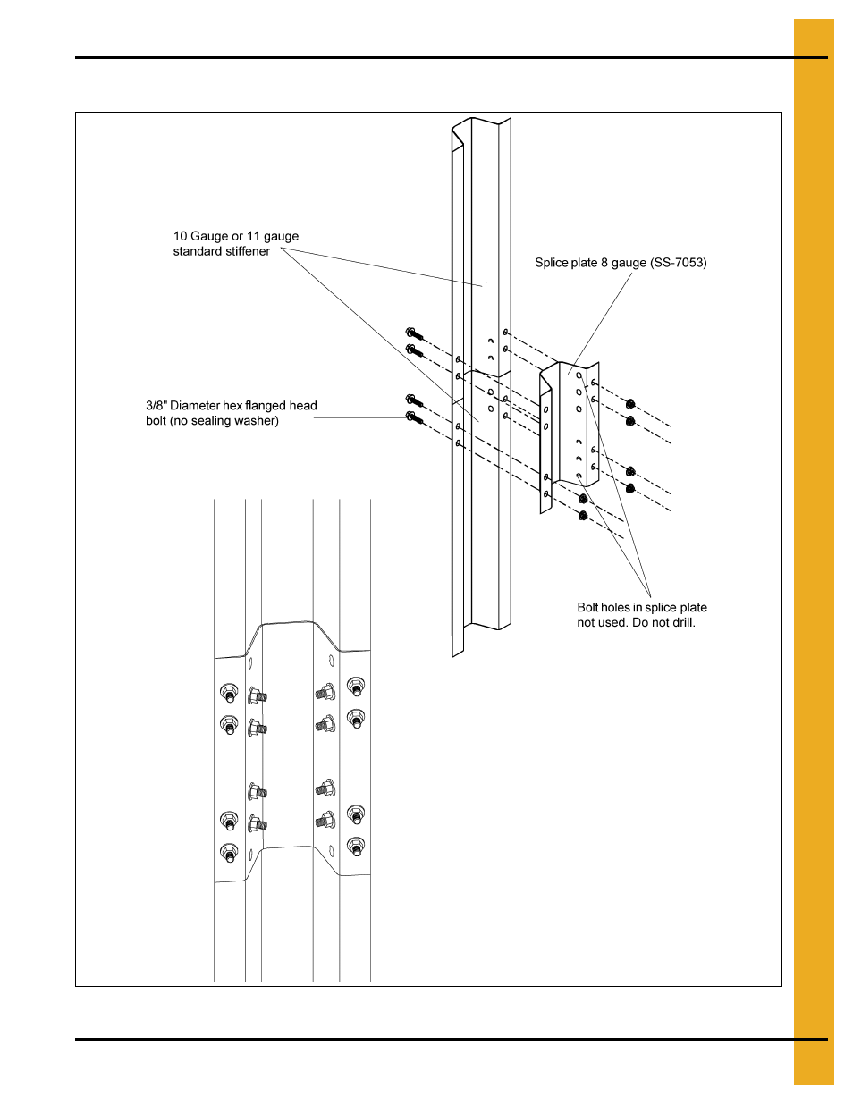 10 gauge and 11 gauge stiffener bearing splice | Grain Systems Tanks PNEG-1070 User Manual | Page 57 / 80