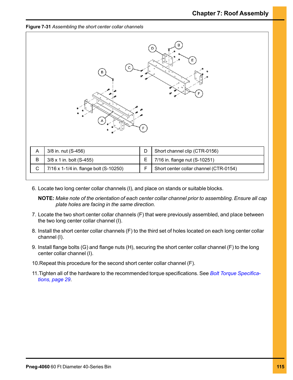 Chapter 7: roof assembly | Grain Systems Tanks PNEG-4060 User Manual | Page 115 / 166