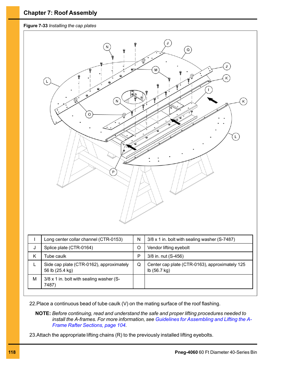 Chapter 7: roof assembly | Grain Systems Tanks PNEG-4060 User Manual | Page 118 / 166