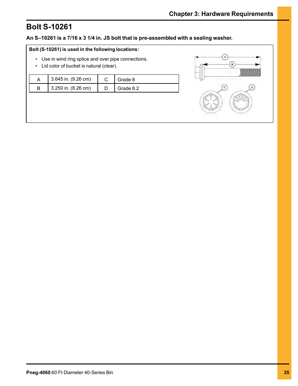 Bolt s-10261, Chapter 3: hardware requirements | Grain Systems Tanks PNEG-4060 User Manual | Page 35 / 166