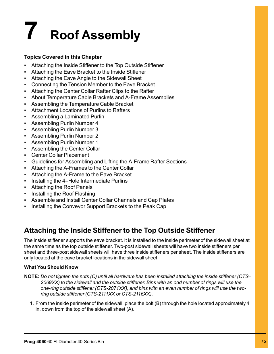Chapter 7 roof assembly, Chapter 7, Roof assembly | Grain Systems Tanks PNEG-4060 User Manual | Page 75 / 166