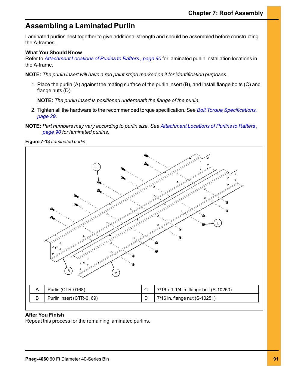 Assembling a laminated purlin | Grain Systems Tanks PNEG-4060 User Manual | Page 91 / 166