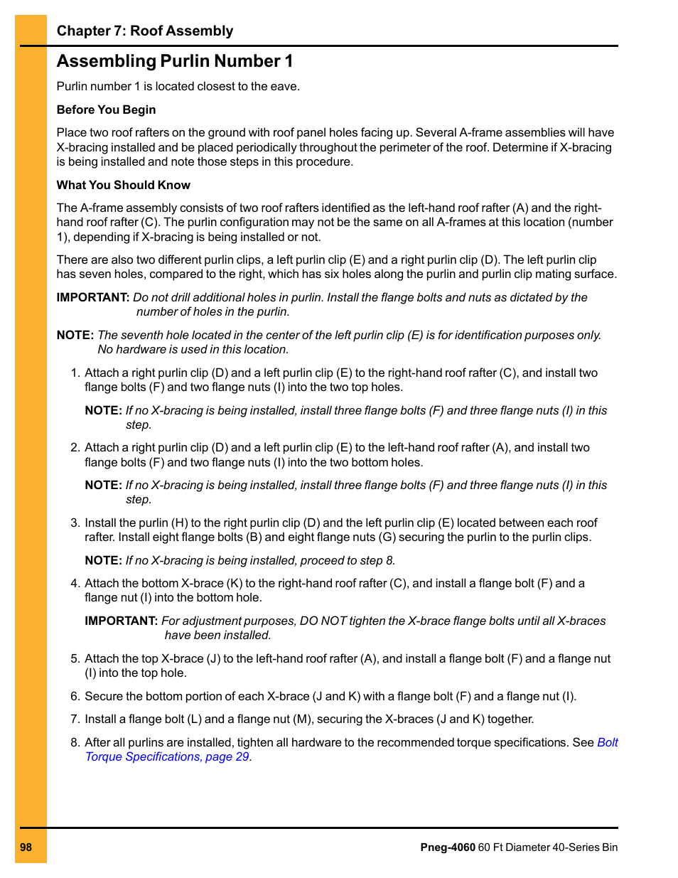 Assembling purlin number 1 | Grain Systems Tanks PNEG-4060 User Manual | Page 98 / 166