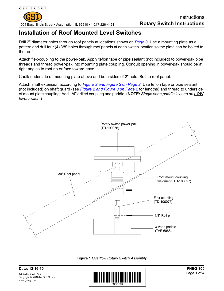 Grain Systems PNEG-300 User Manual | 4 pages