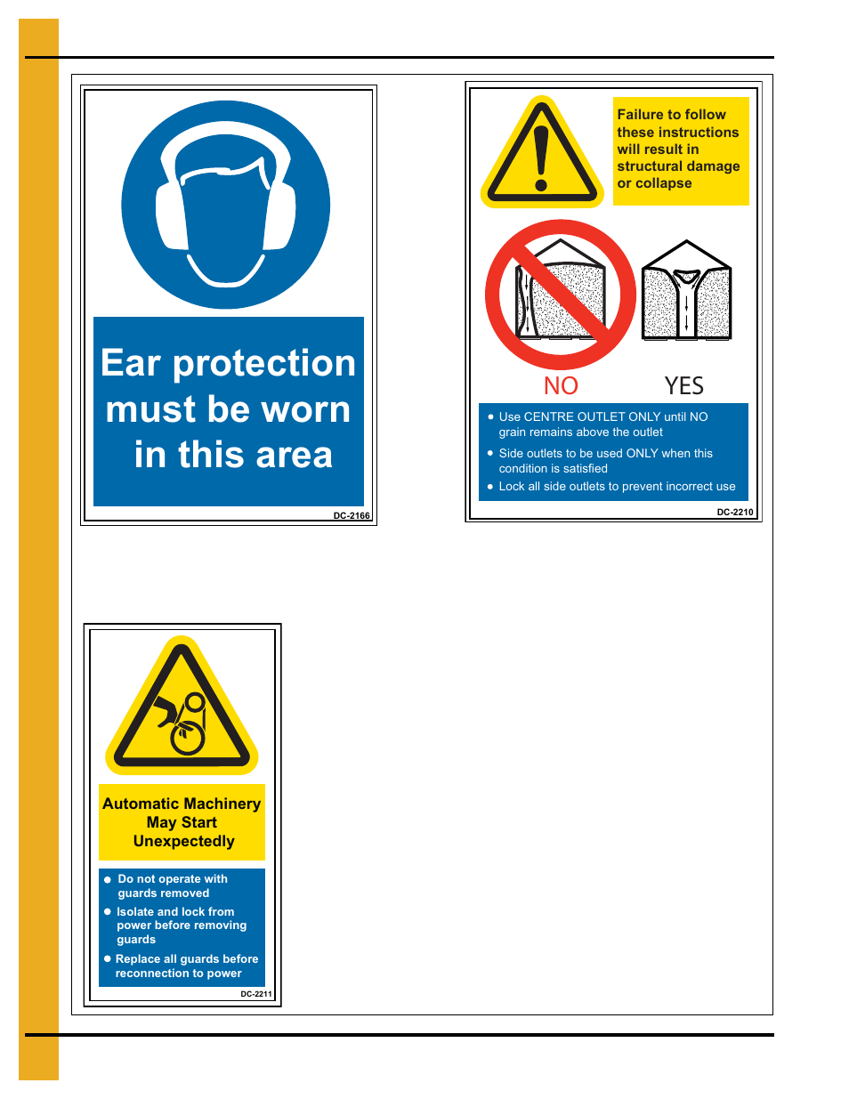 Ear protection must be worn in this area, No yes | Grain Systems PNEG-1820 User Manual | Page 10 / 36