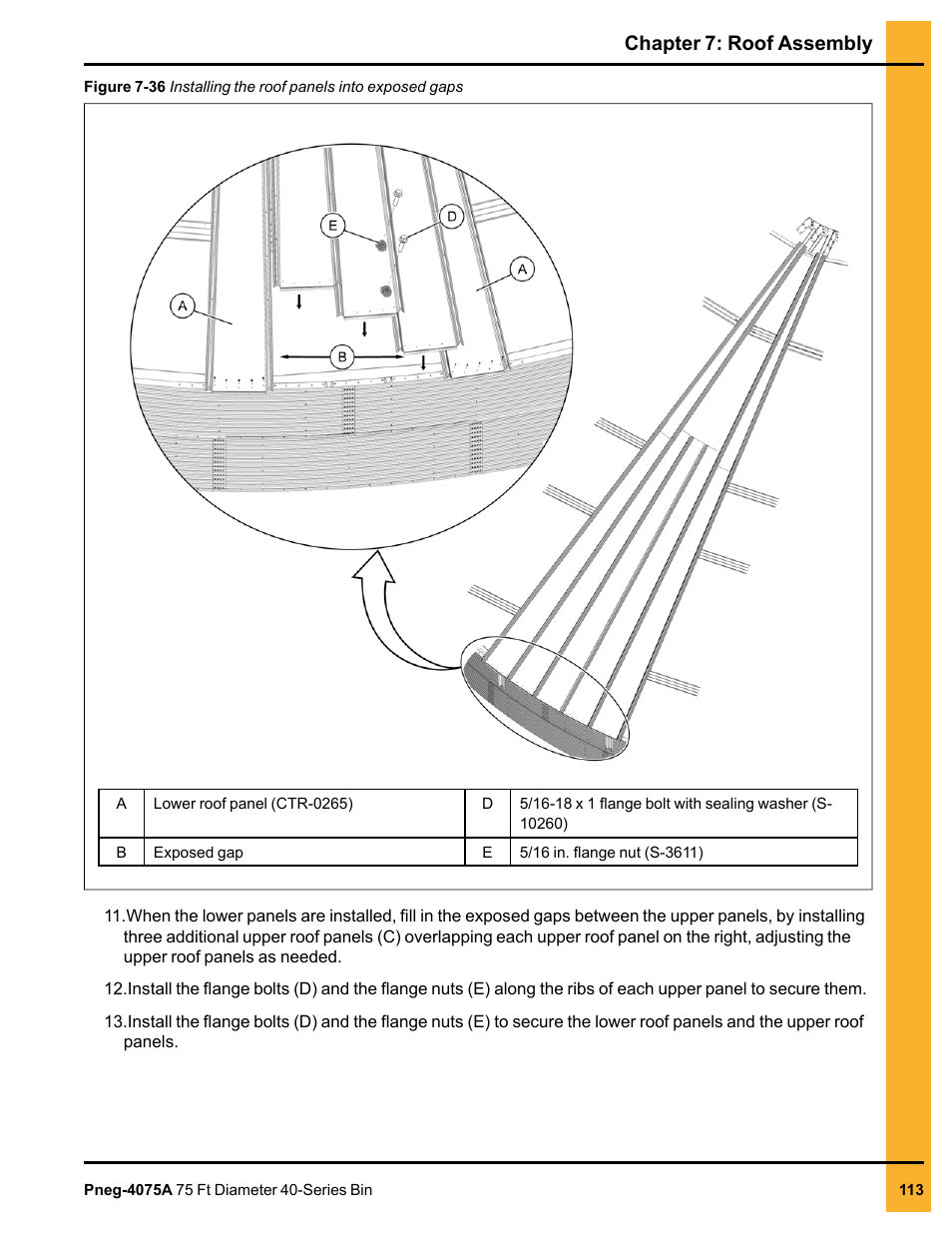 Chapter 7: roof assembly | Grain Systems Tanks PNEG-4075A User Manual | Page 113 / 166