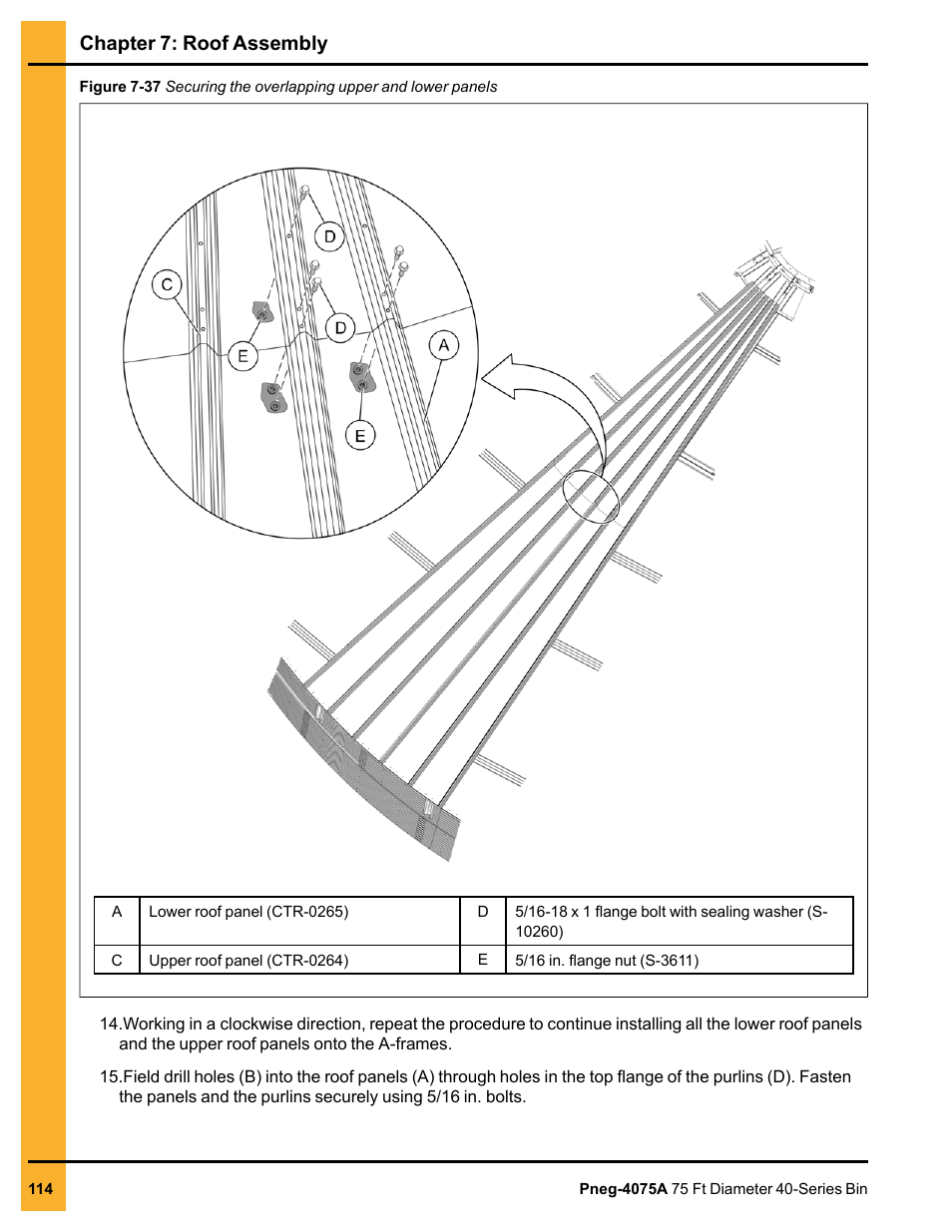Chapter 7: roof assembly | Grain Systems Tanks PNEG-4075A User Manual | Page 114 / 166
