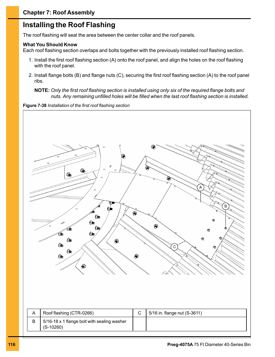 Installing the roof flashing | Grain Systems Tanks PNEG-4075A User Manual | Page 116 / 166