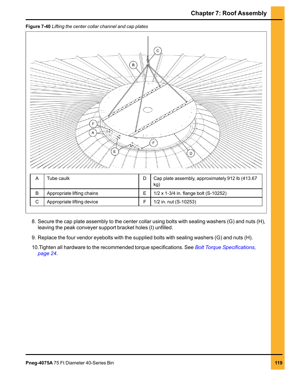 Chapter 7: roof assembly | Grain Systems Tanks PNEG-4075A User Manual | Page 119 / 166