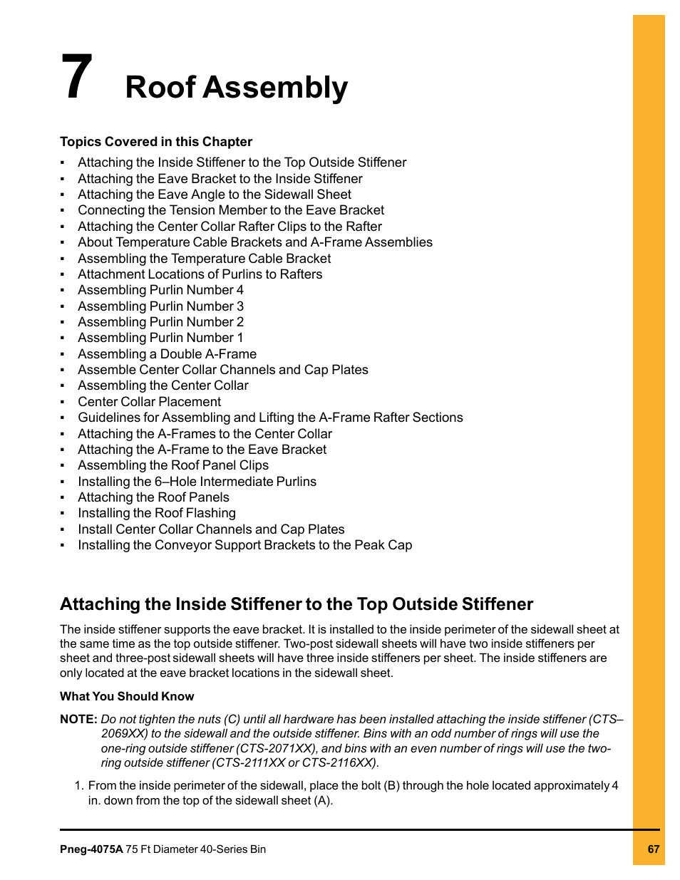 Chapter 7 roof assembly, Chapter 7, Roof assembly | Grain Systems Tanks PNEG-4075A User Manual | Page 67 / 166