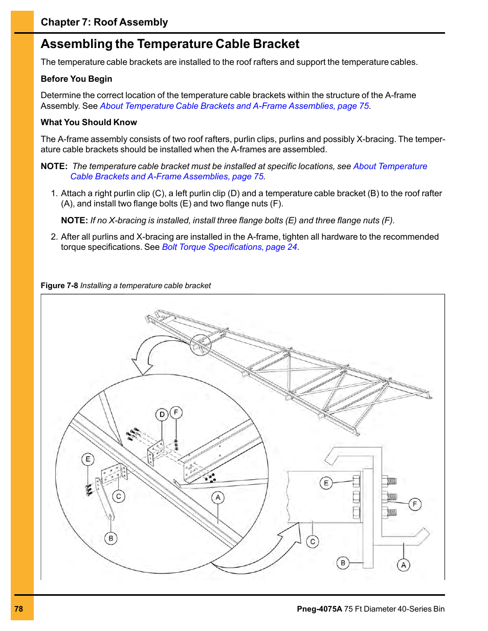 Assembling the temperature cable bracket | Grain Systems Tanks PNEG-4075A User Manual | Page 78 / 166