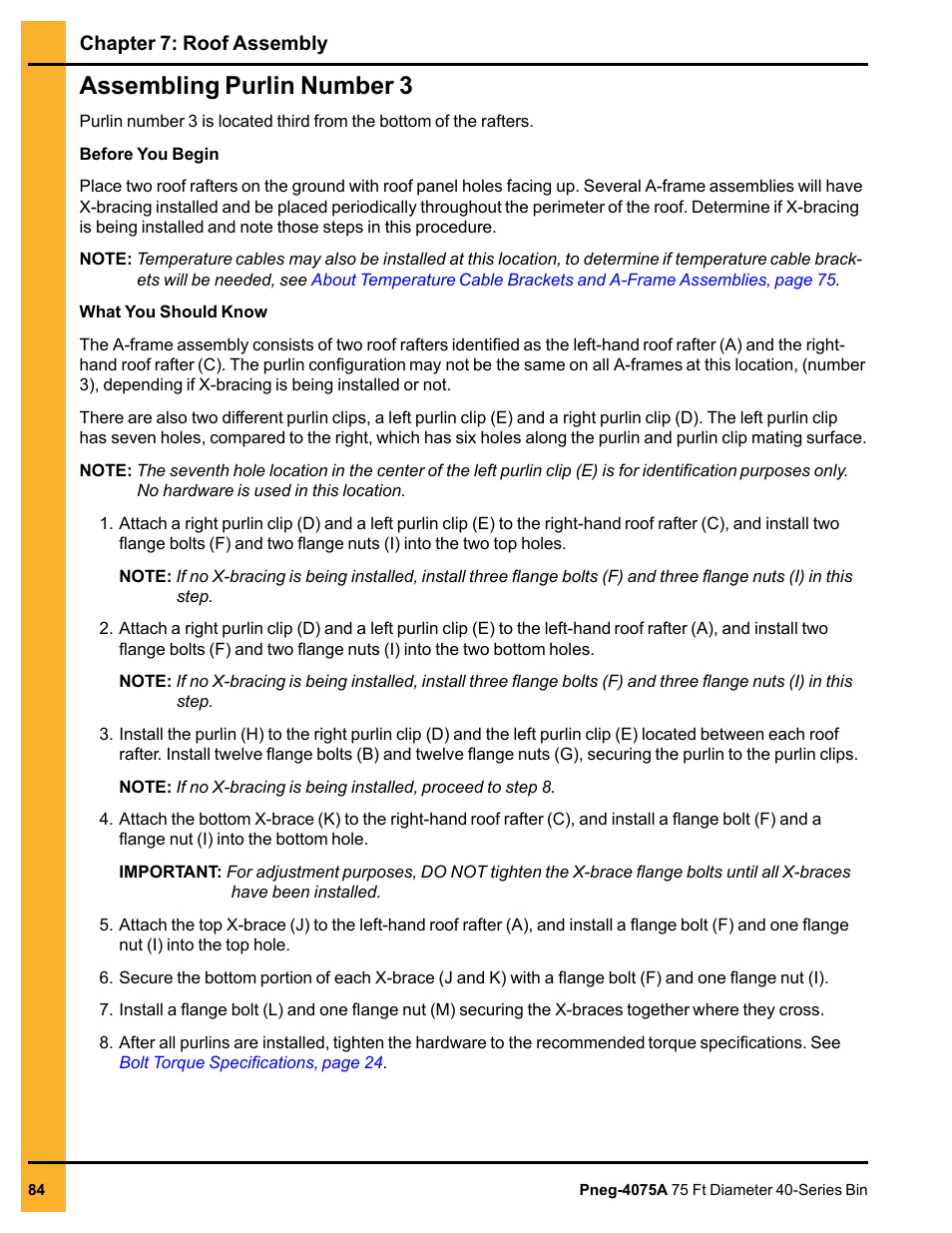 Assembling purlin number 3 | Grain Systems Tanks PNEG-4075A User Manual | Page 84 / 166