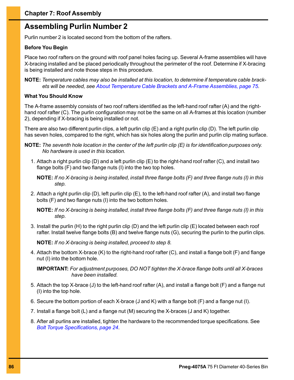Assembling purlin number 2, Assem | Grain Systems Tanks PNEG-4075A User Manual | Page 86 / 166