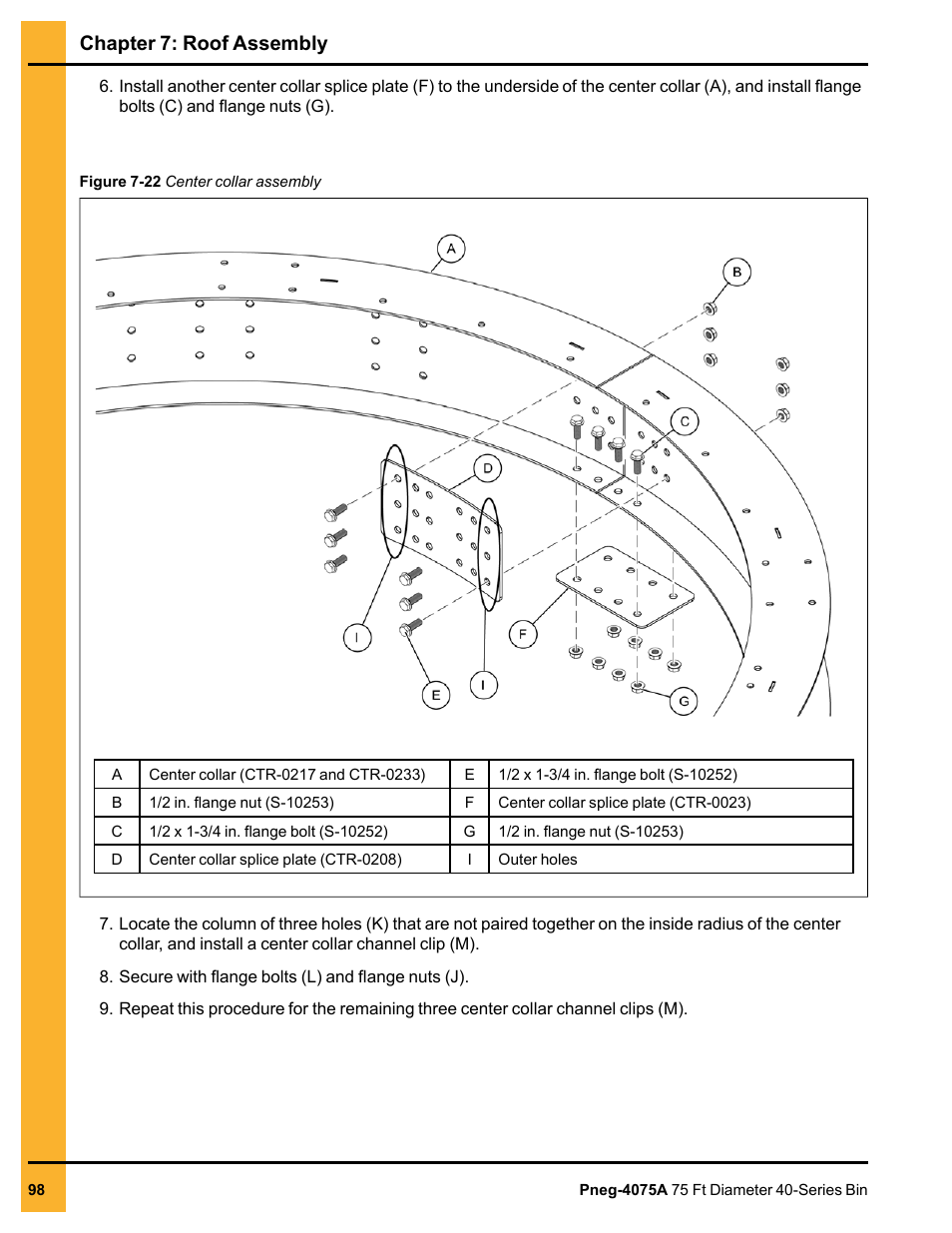 Chapter 7: roof assembly | Grain Systems Tanks PNEG-4075A User Manual | Page 98 / 166