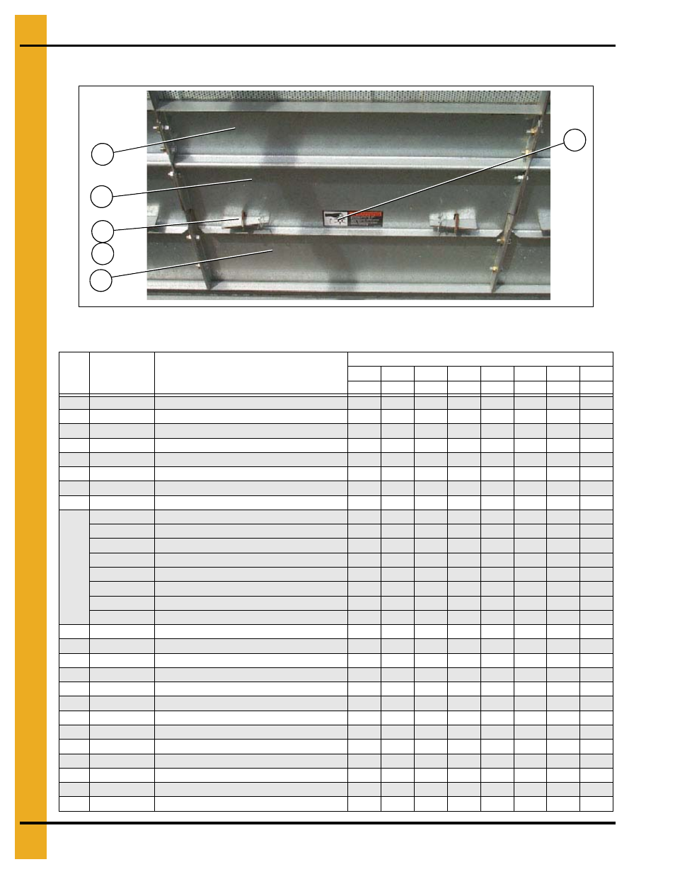 Ge are listed on, Main structure assembly, Figure 1l metering roll access door | Grain Systems PNEG-1934 User Manual | Page 16 / 146