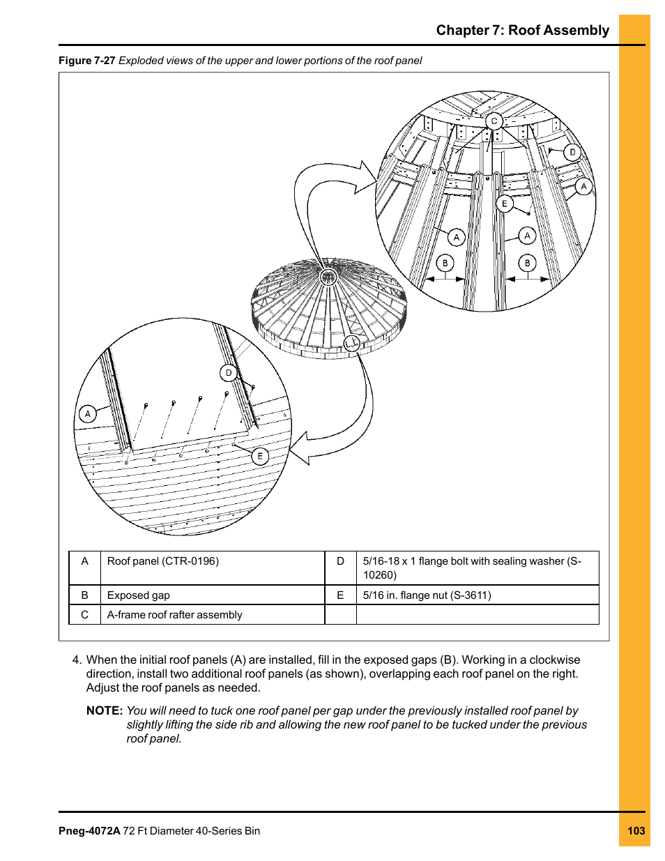 Chapter 7: roof assembly | Grain Systems Tanks PNEG-4072A User Manual | Page 103 / 160