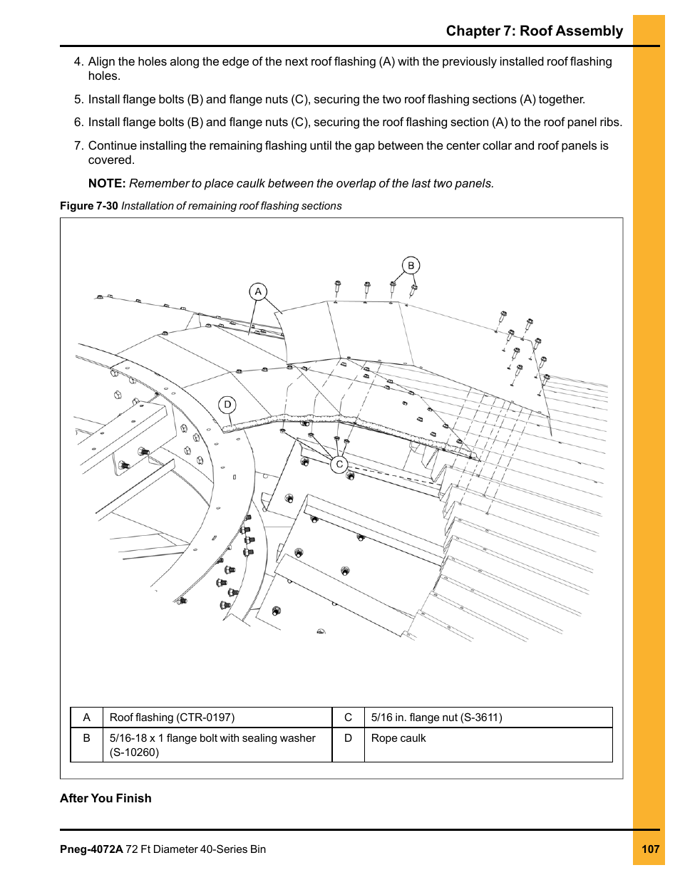 Chapter 7: roof assembly | Grain Systems Tanks PNEG-4072A User Manual | Page 107 / 160