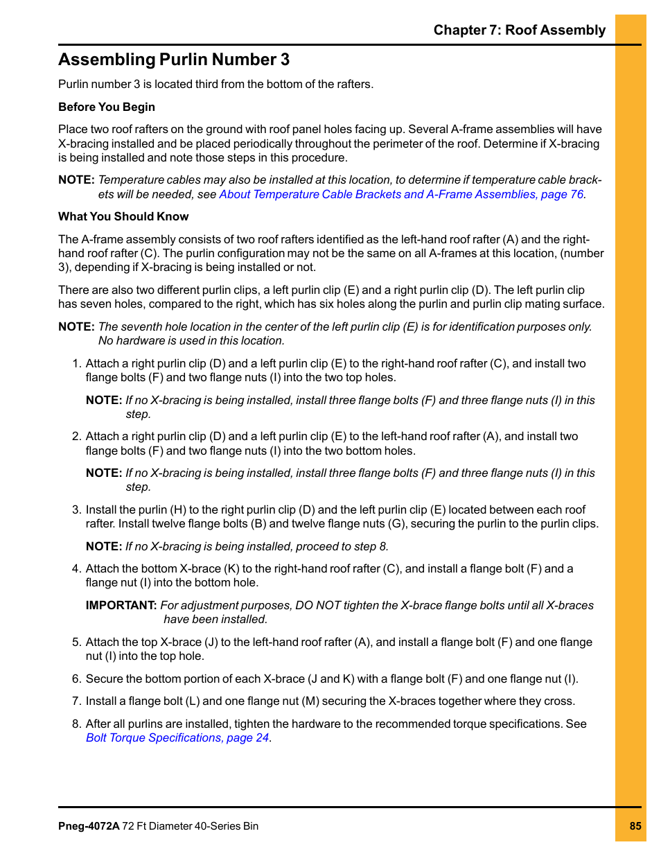 Assembling purlin number 3 | Grain Systems Tanks PNEG-4072A User Manual | Page 85 / 160